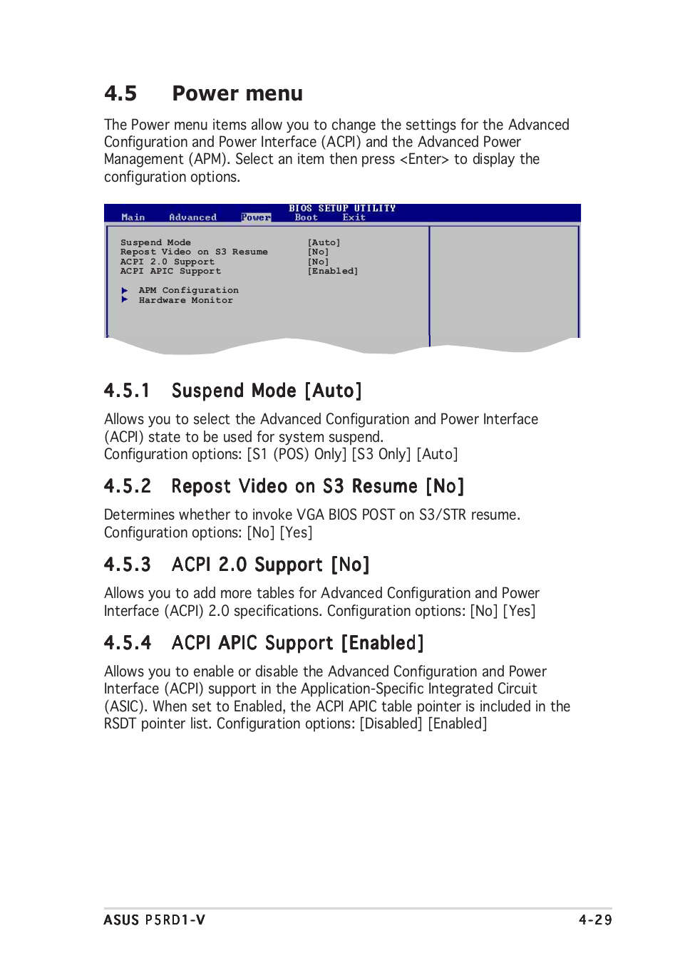 5 power menu | Asus P5RD1-V User Manual | Page 89 / 126