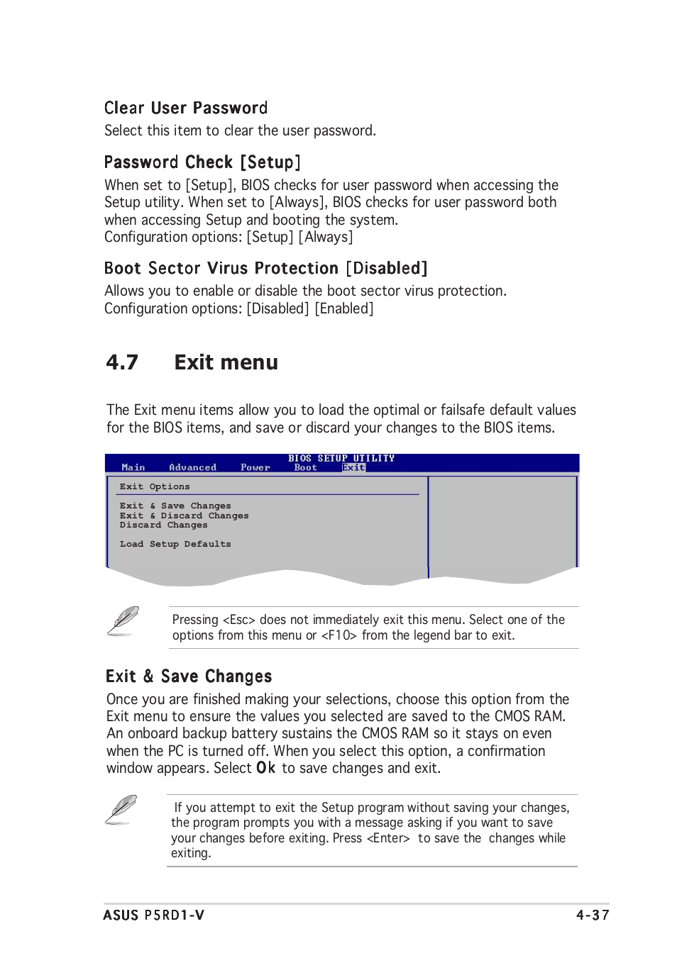 7 exit menu | Asus P5RD1-V User Manual | Page 97 / 126