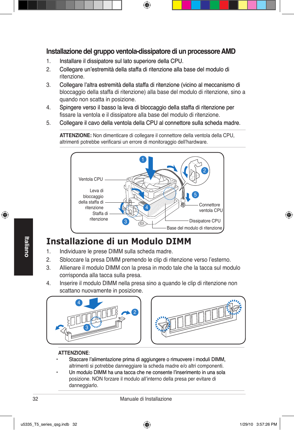 Installazione di un modulo dimm | Asus T5-P5G41E User Manual | Page 32 / 82