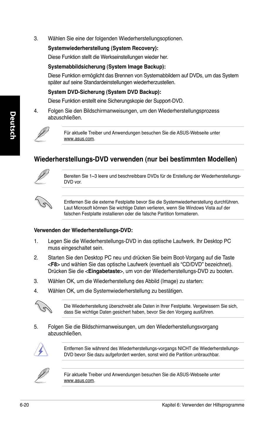 Deutsch d eutsch | Asus CG8350 User Manual | Page 144 / 380