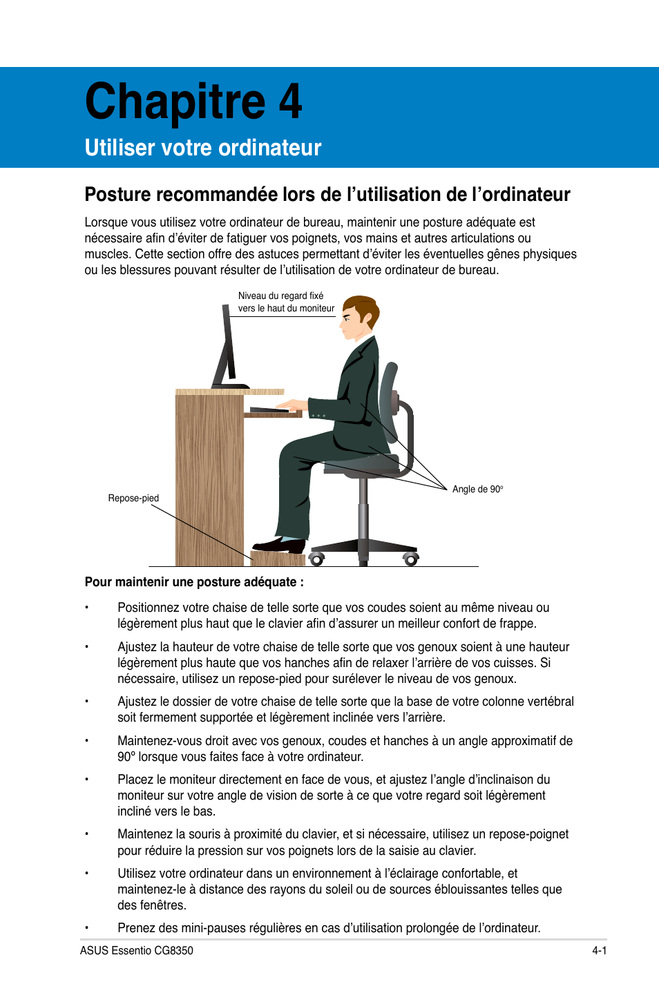 Chapitre 4, Utiliser votre ordinateur | Asus CG8350 User Manual | Page 195 / 380