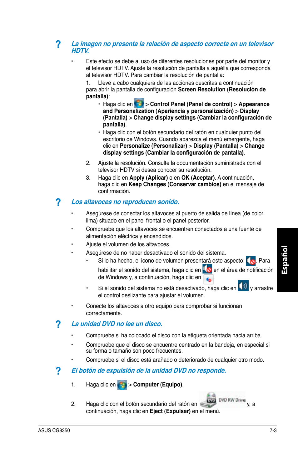 Español | Asus CG8350 User Manual | Page 299 / 380