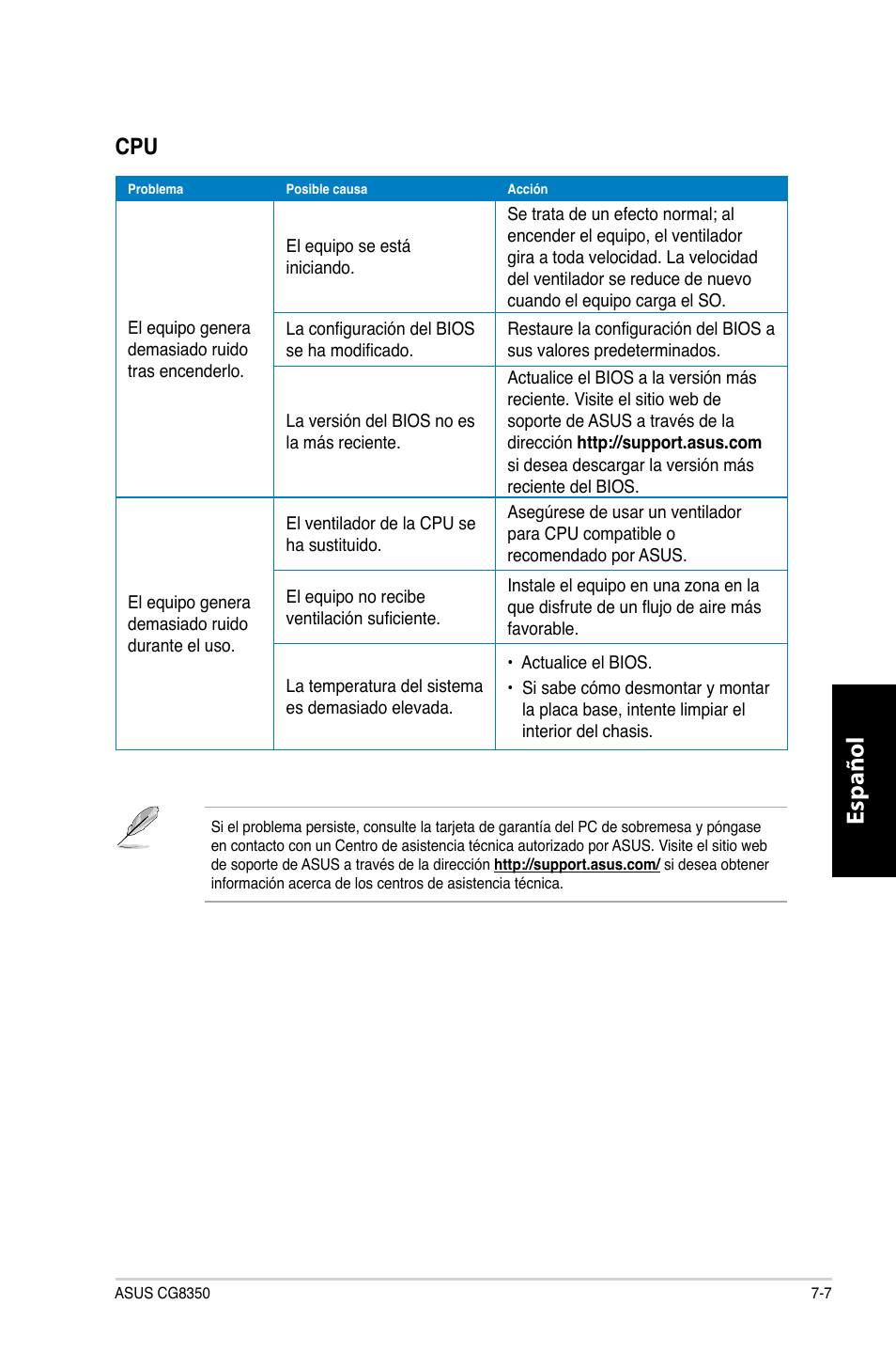 Español | Asus CG8350 User Manual | Page 303 / 380