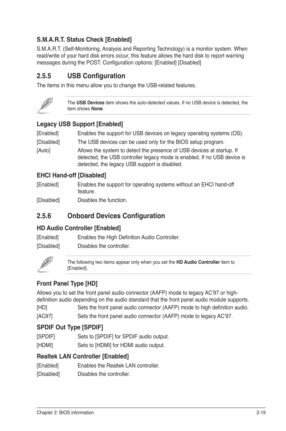 5 usb configuration, 6 onboard devices configuration, Usb configuration -19 | Onboard devices configuration -19 | Asus P8H61-M LX PLUS User Manual | Page 55 / 66