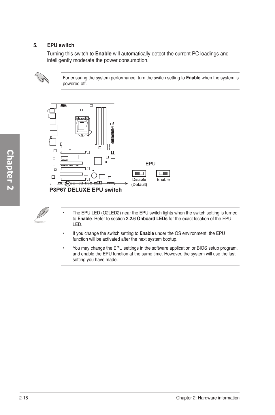 Chapter 2 | Asus P8P67 DELUXE User Manual | Page 36 / 142