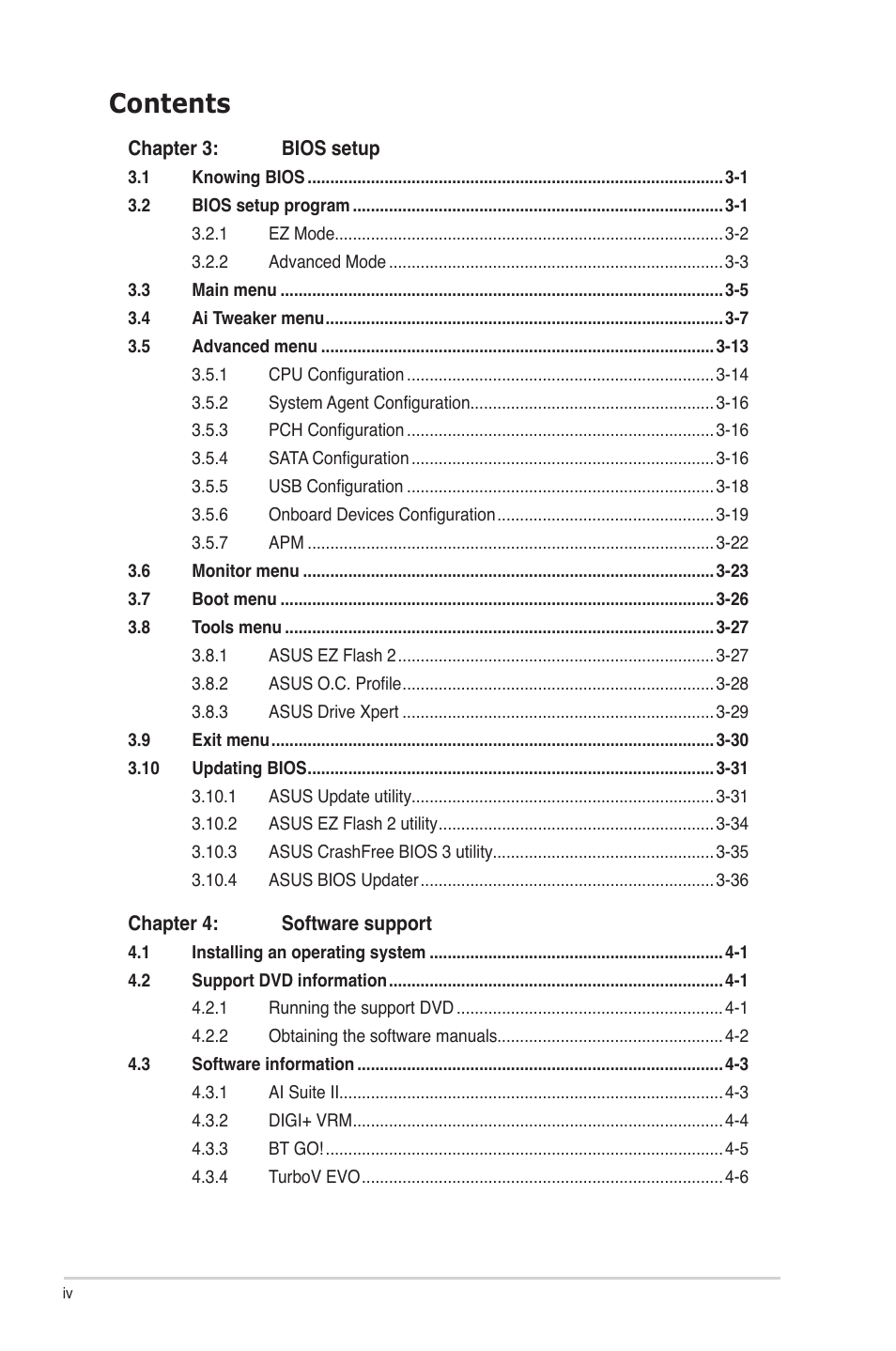 Asus P8P67 DELUXE User Manual | Page 4 / 142