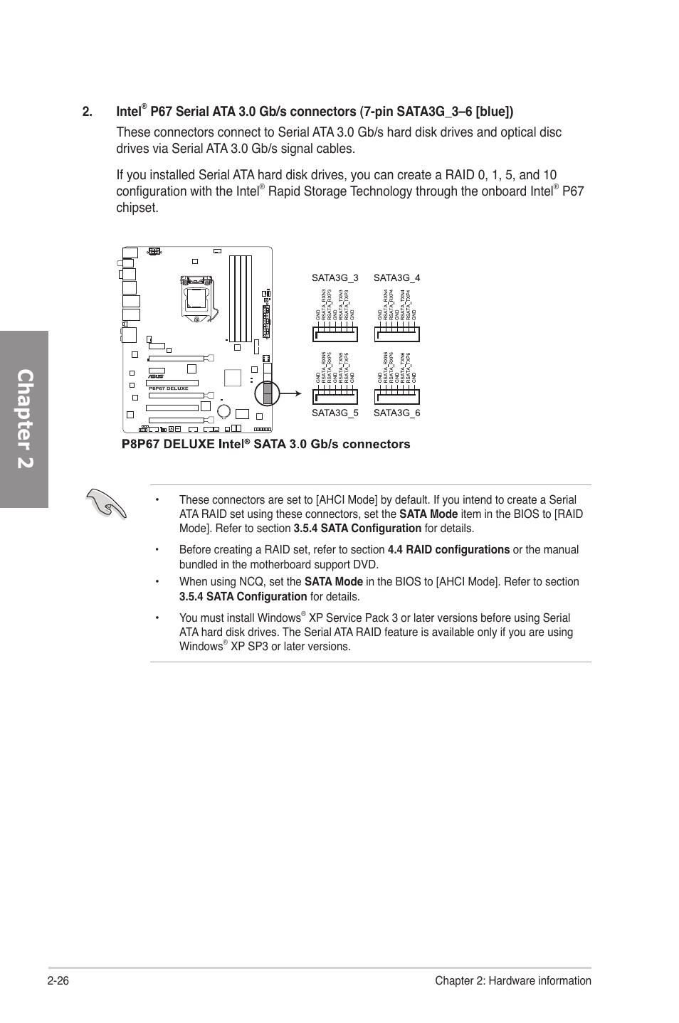 Chapter 2 | Asus P8P67 DELUXE User Manual | Page 44 / 142