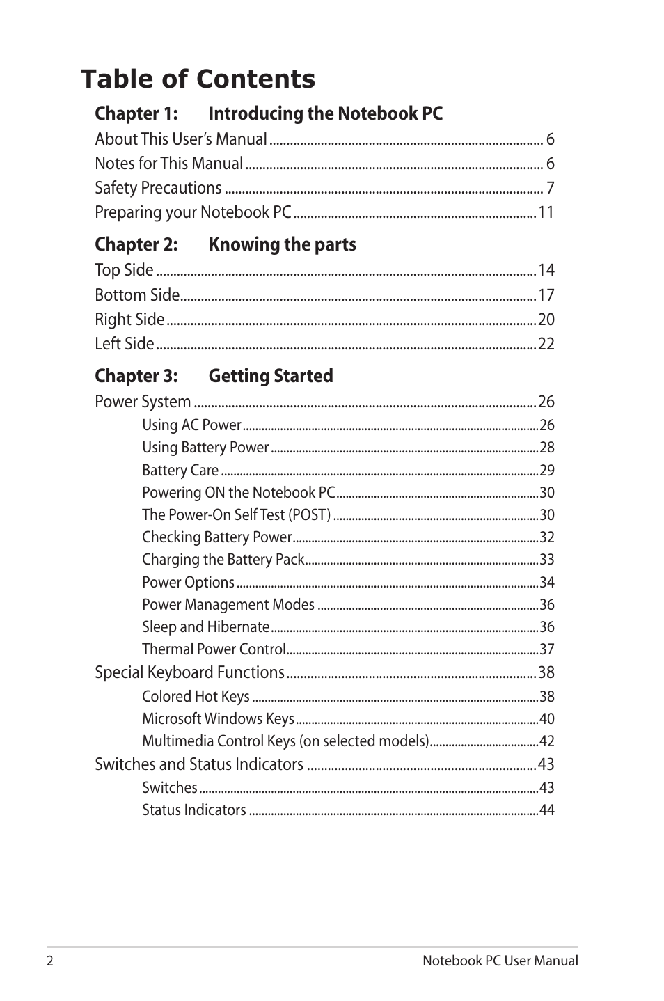 Asus X40U User Manual | Page 2 / 102