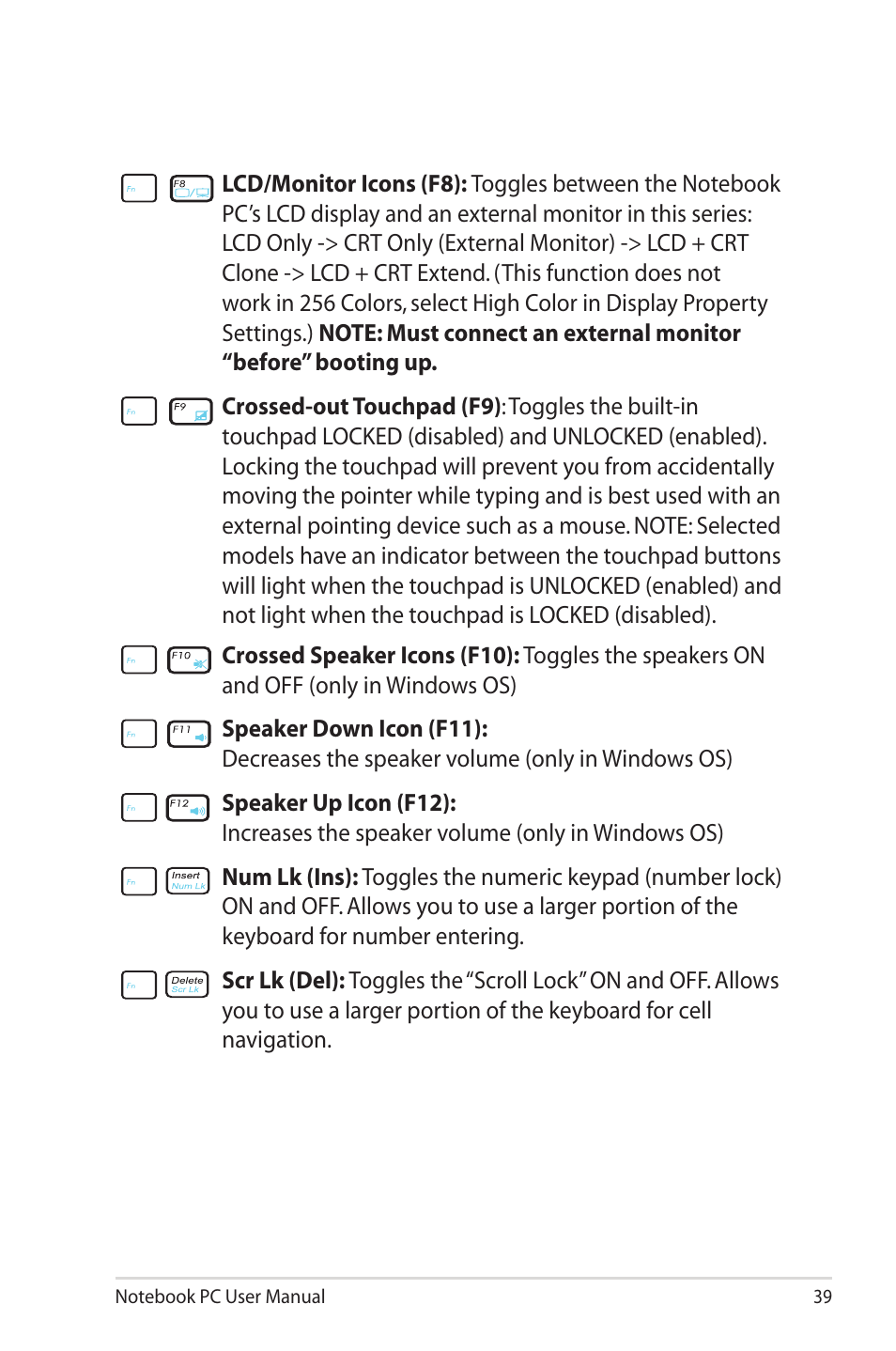 Asus X40U User Manual | Page 39 / 102