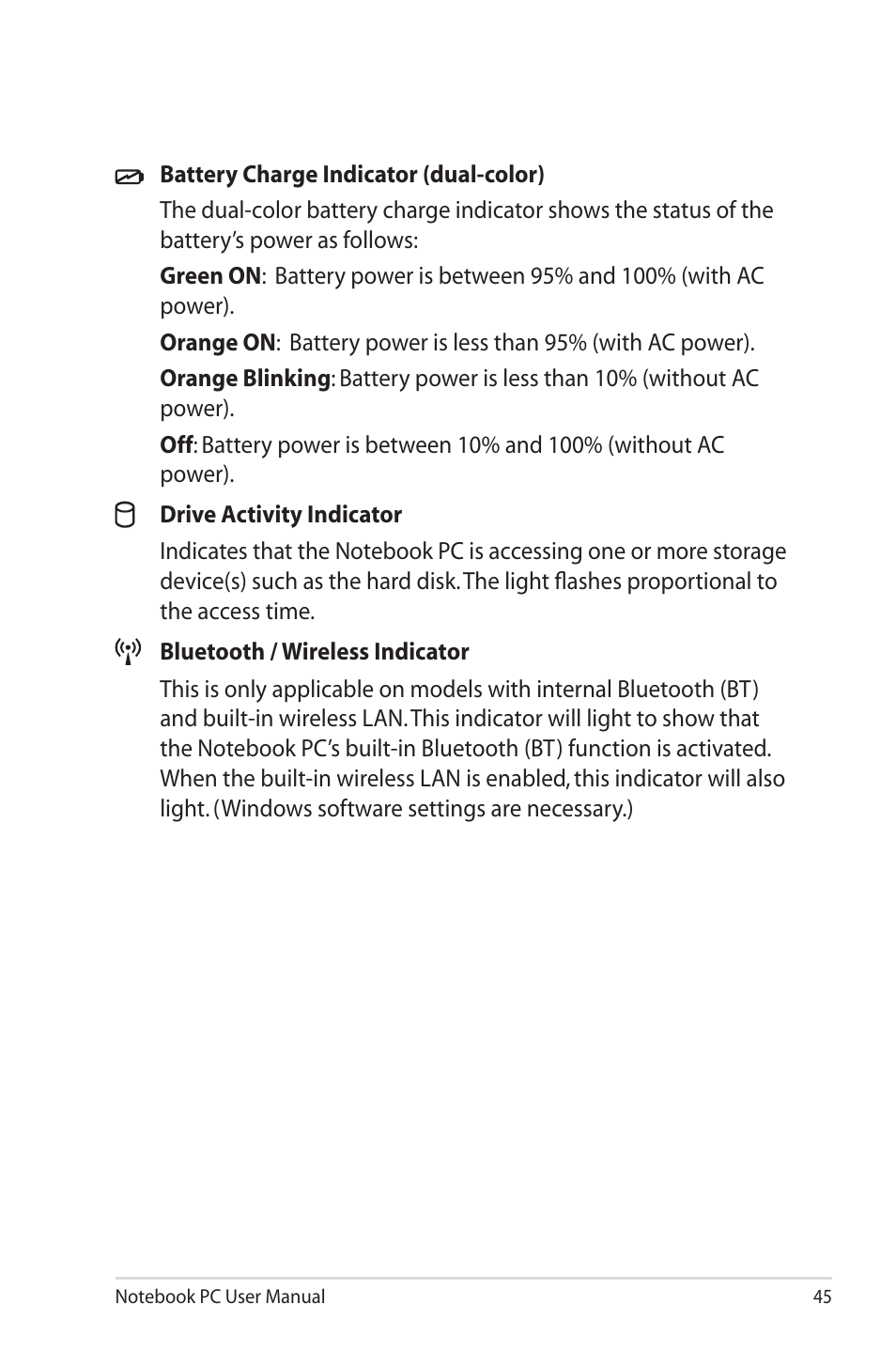 Asus X40U User Manual | Page 45 / 102