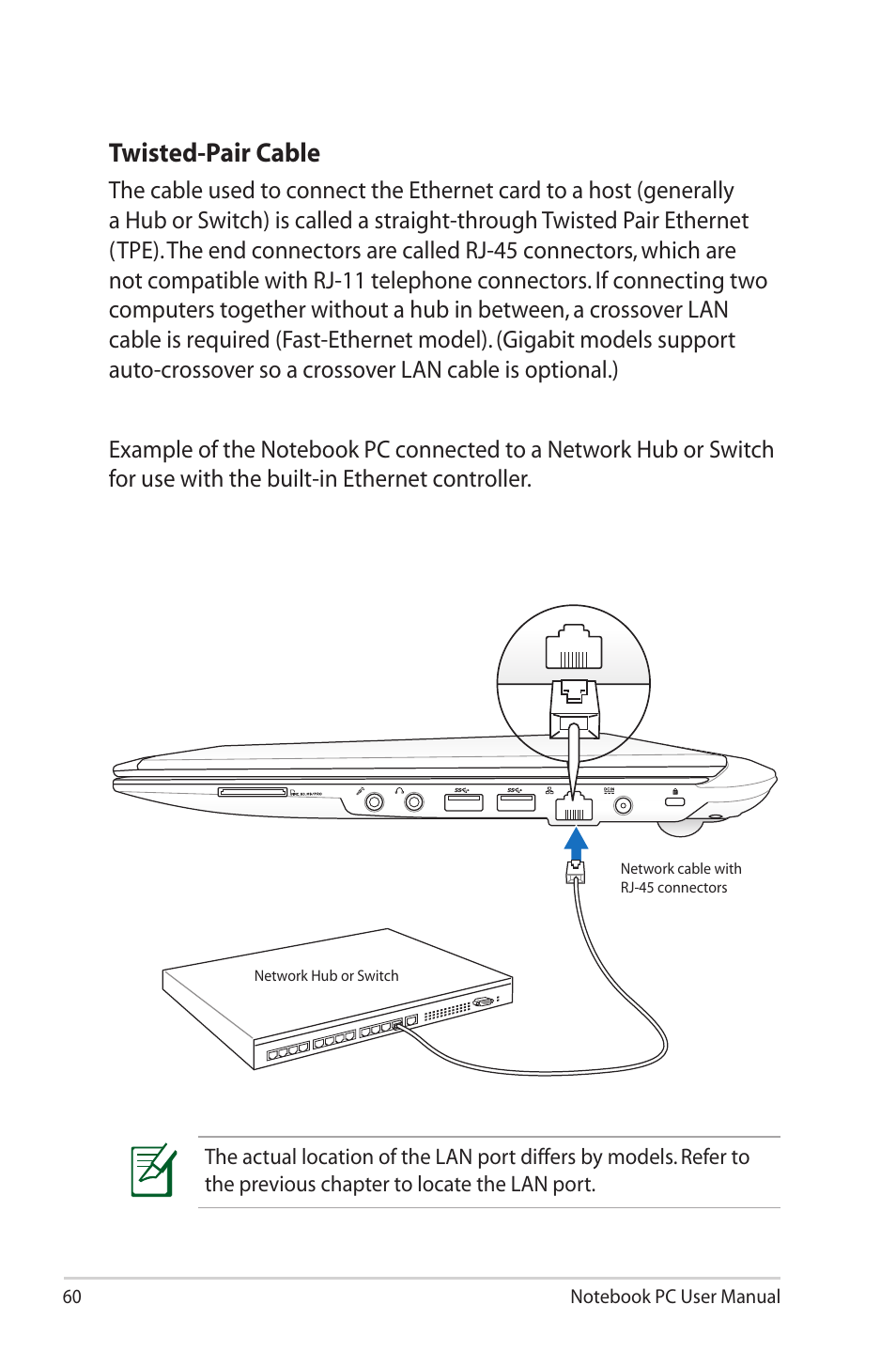 Twisted-pair cable | Asus X40U User Manual | Page 60 / 102