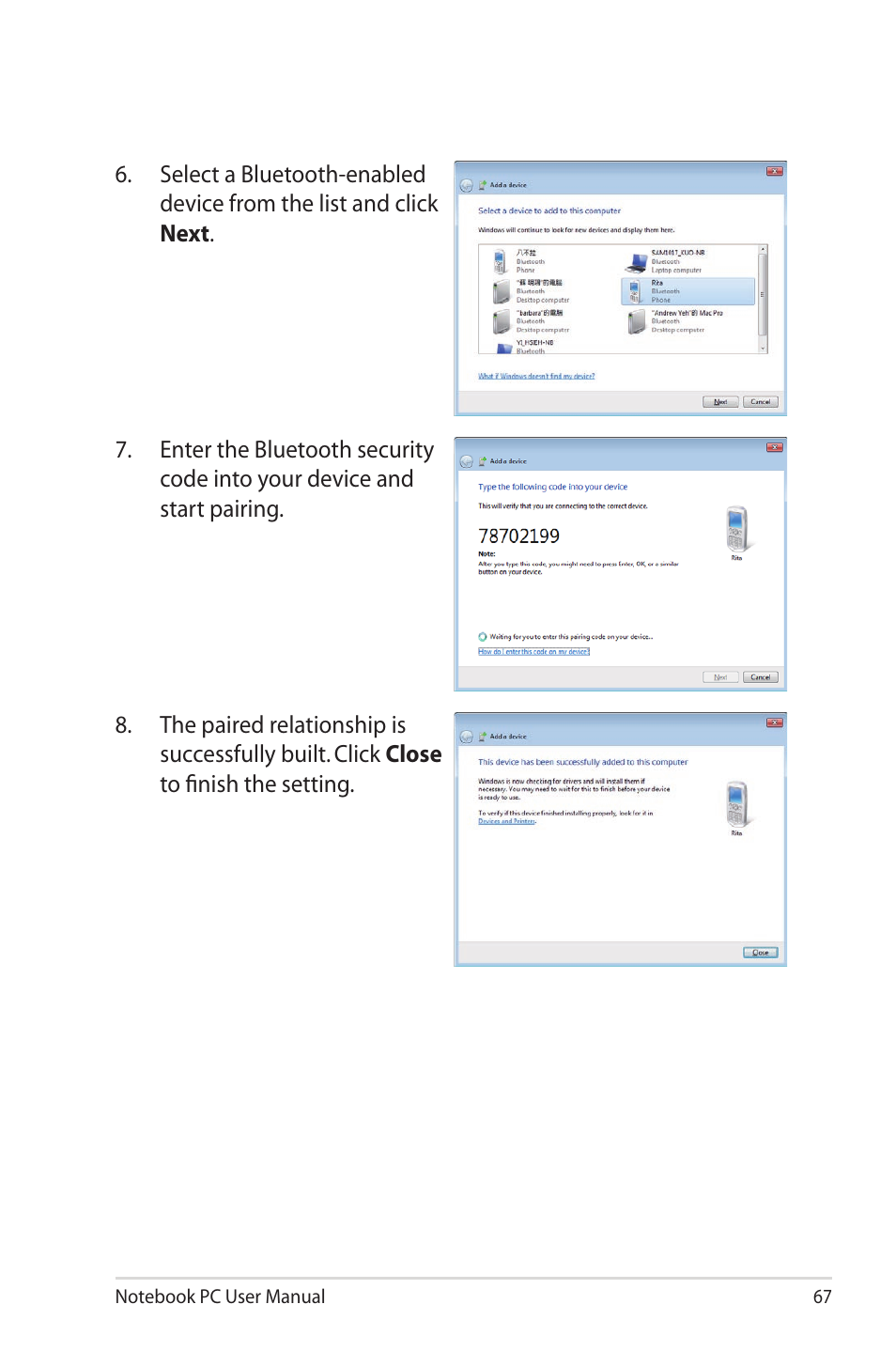 Asus X40U User Manual | Page 67 / 102