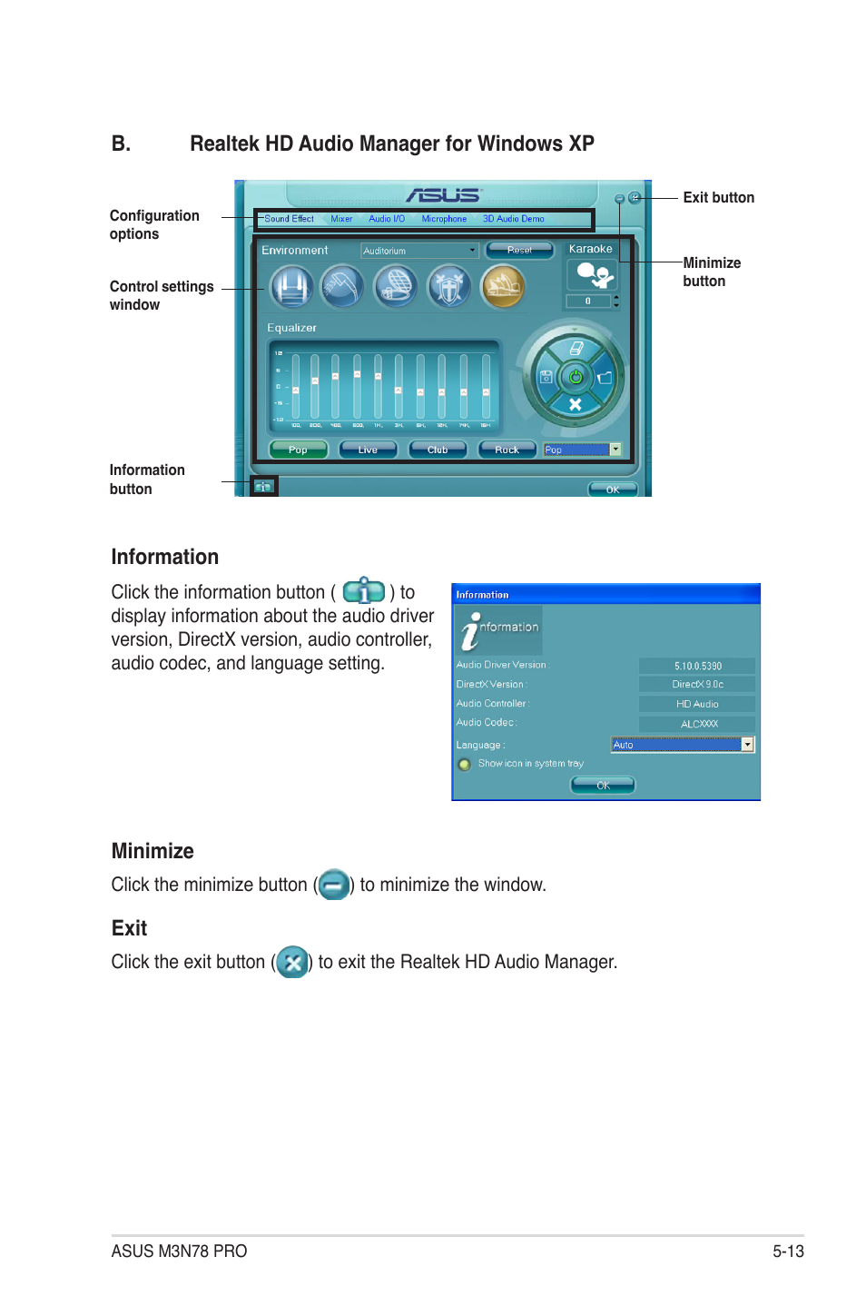 Minimize, Exit | Asus Application Manual User Manual | Page 5 / 8