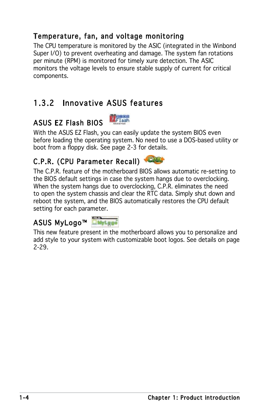 2 innovative asus features | Asus P5PE-VM User Manual | Page 16 / 80