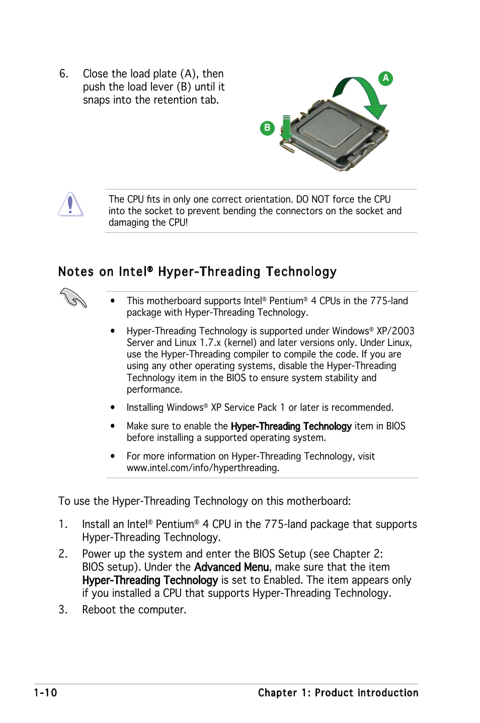 Hyper-threading technology | Asus P5PE-VM User Manual | Page 22 / 80