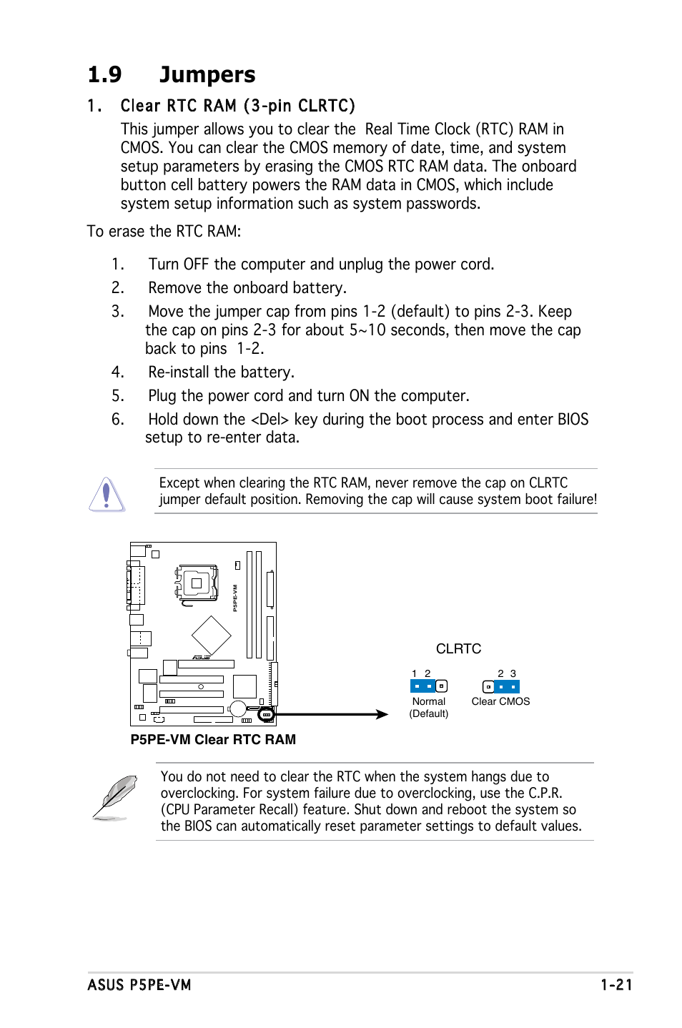 9 jumpers | Asus P5PE-VM User Manual | Page 33 / 80