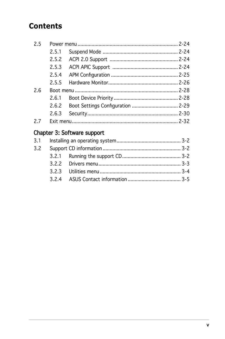 Asus P5PE-VM User Manual | Page 5 / 80