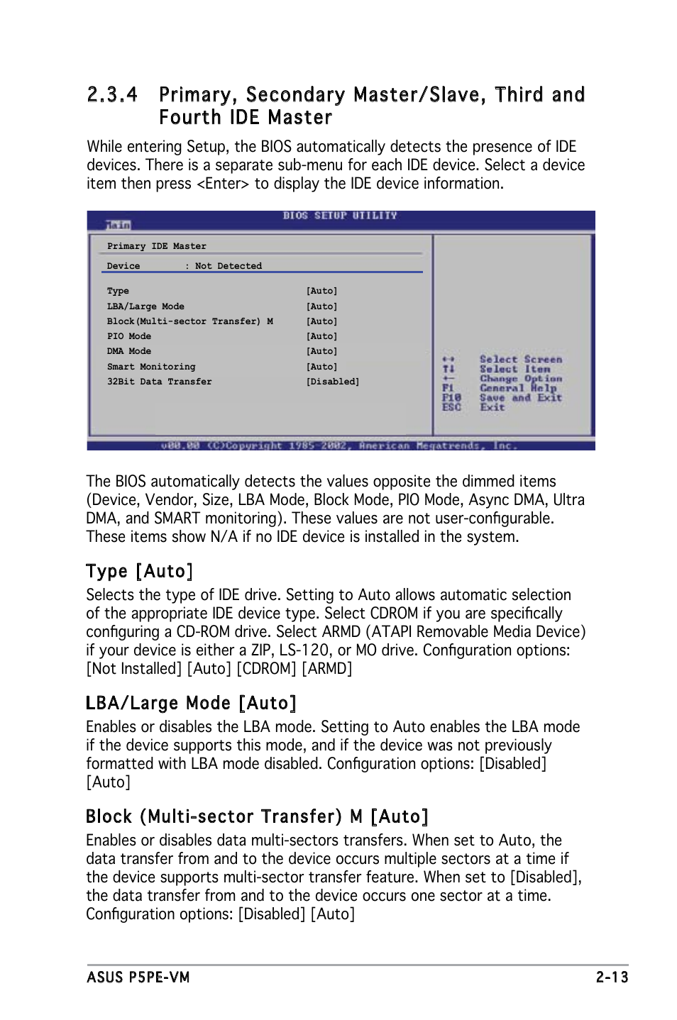 Type [auto, Lba/large mode [auto, Block (multi-sector transfer) m [auto | Asus P5PE-VM User Manual | Page 55 / 80