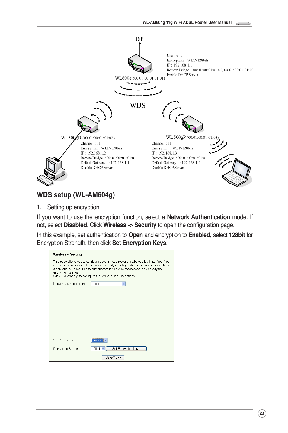 Wds setup (wl-am604g) | Asus WL-AM604g User Manual | Page 25 / 34