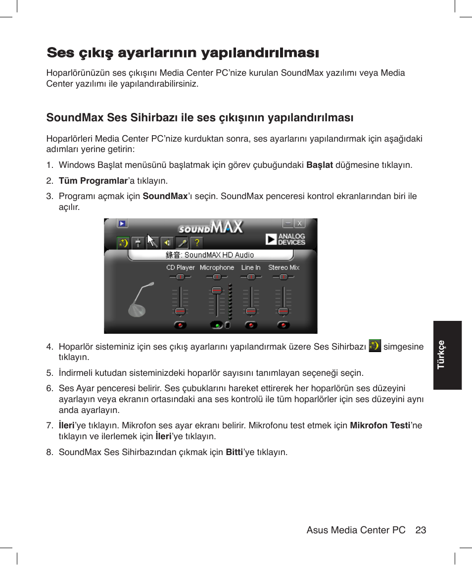 Ses çıkış ayarlarının yapılandırılması | Asus Asteio D22 User Manual | Page 197 / 210