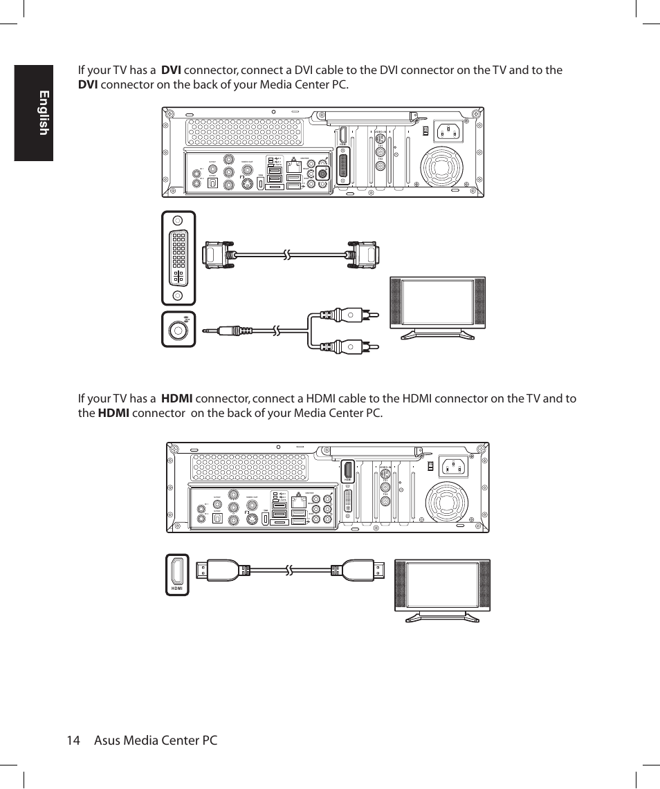 14 asus media center pc, English | Asus Asteio D22 User Manual | Page 20 / 210