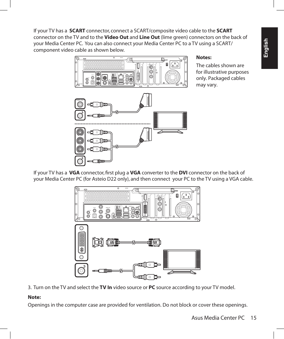 Asus media center pc 15, English | Asus Asteio D22 User Manual | Page 21 / 210