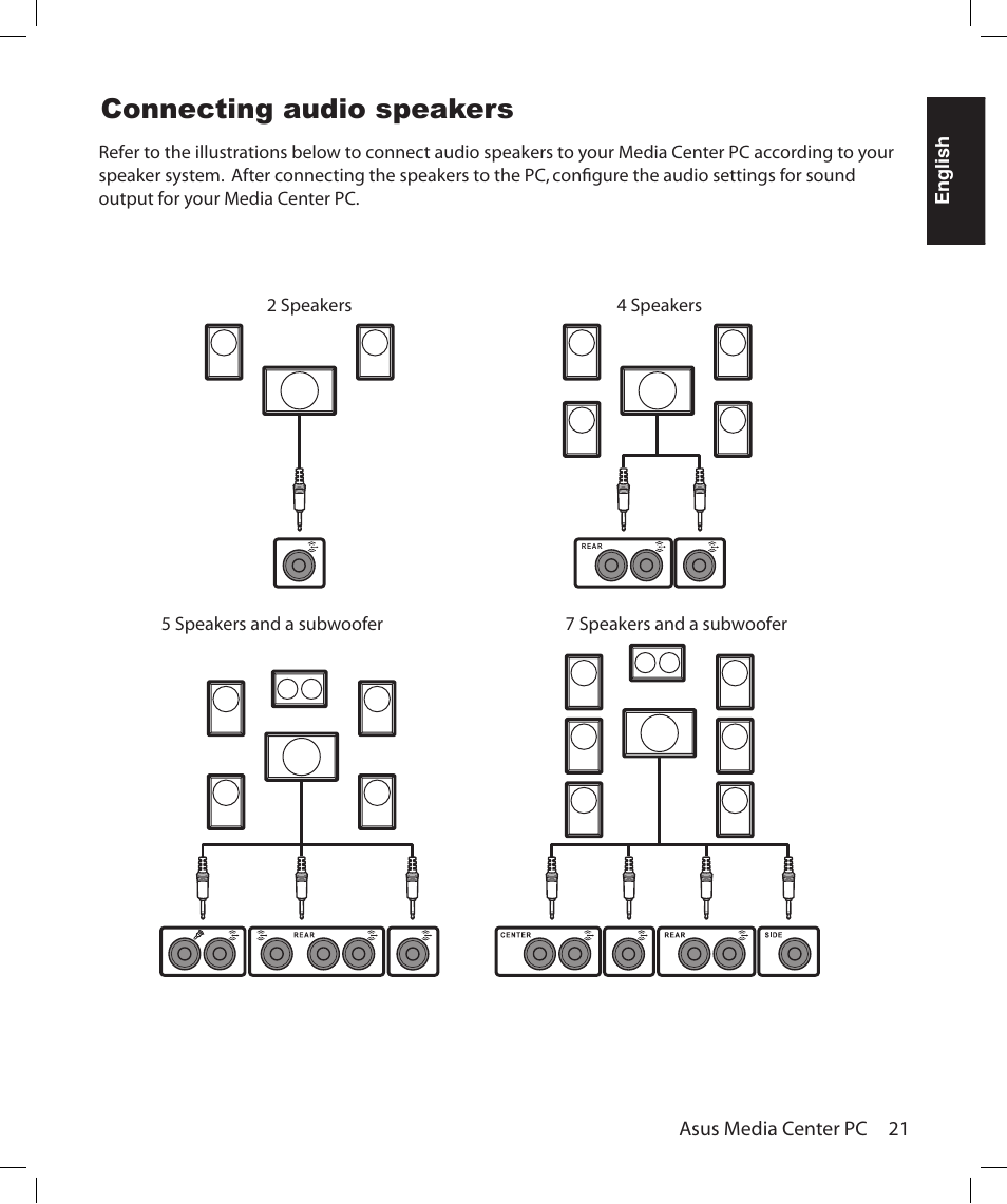 Connecting audio speakers | Asus Asteio D22 User Manual | Page 27 / 210