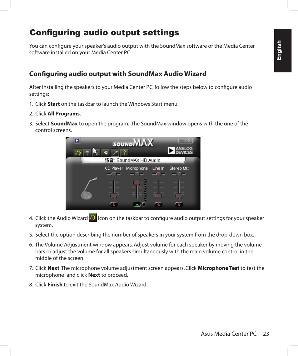 Configuring audio output settings | Asus Asteio D22 User Manual | Page 29 / 210