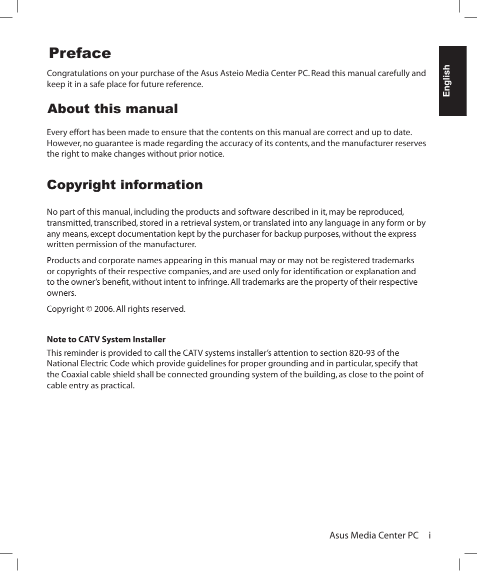 Preface, About this manual, Copyright information | Asus Asteio D22 User Manual | Page 3 / 210