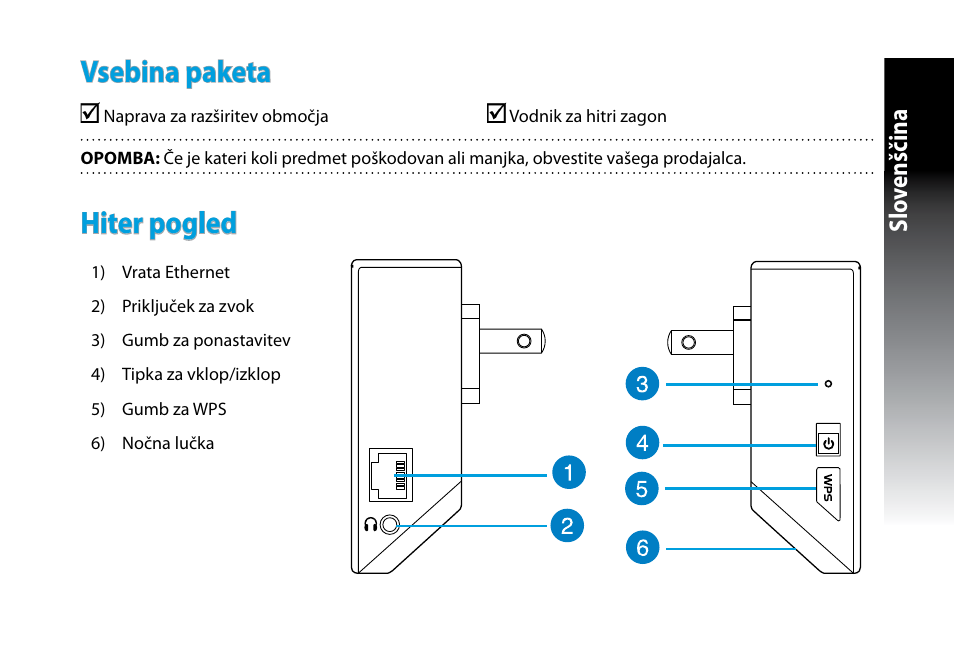 Vsebina paketa, Hiter pogled, Slo venščina | Asus RP-N53 User Manual | Page 120 / 155