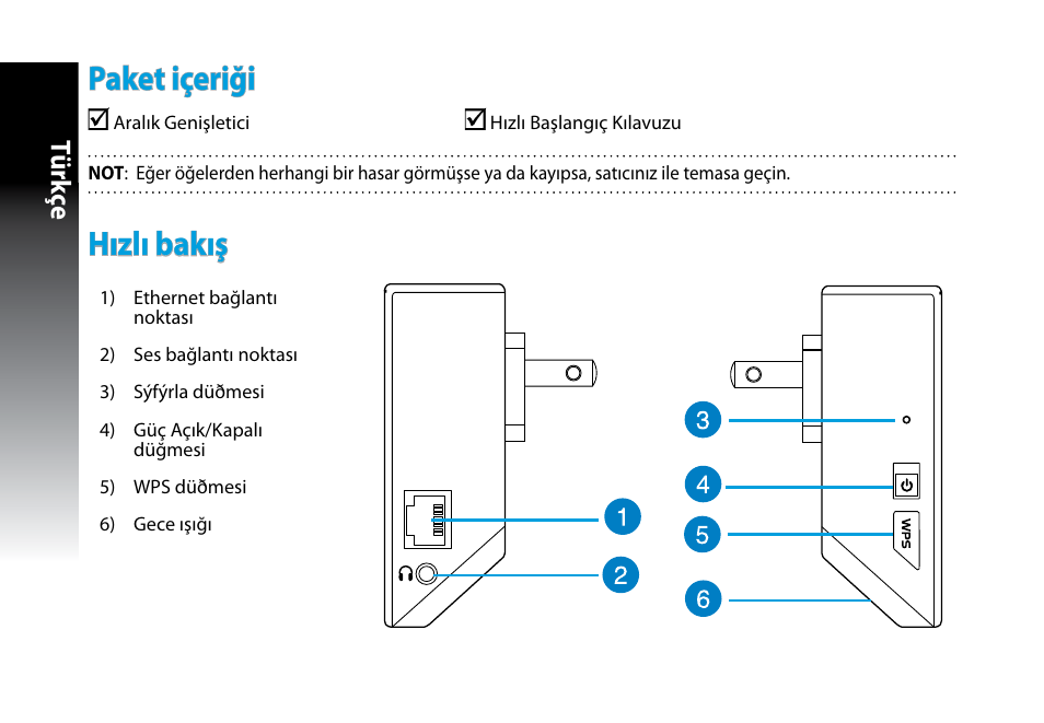 Paket içeriği, Hızlı bakış, Tür kç e | Asus RP-N53 User Manual | Page 129 / 155