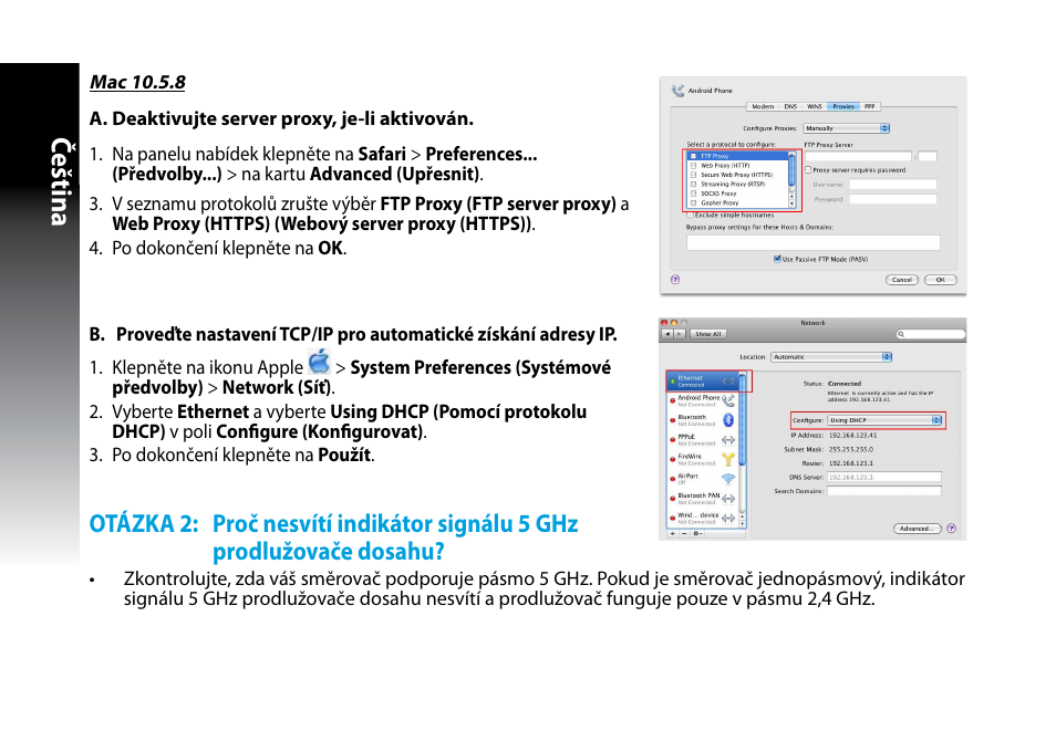 Čeština | Asus RP-N53 User Manual | Page 37 / 155