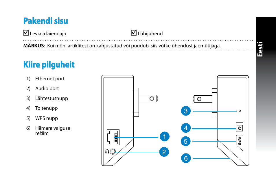 Pakendi sisu, Kiire pilguheit, Eesti | Asus RP-N53 User Manual | Page 48 / 155