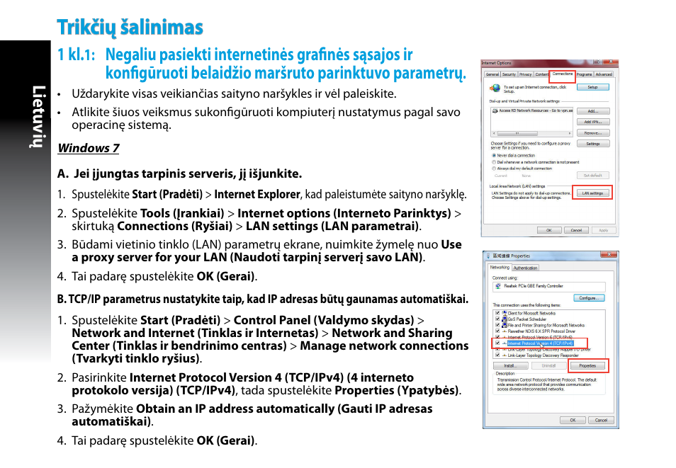 Trikčių šalinimas, Lietuvių, 1 kl | Asus RP-N53 User Manual | Page 81 / 155