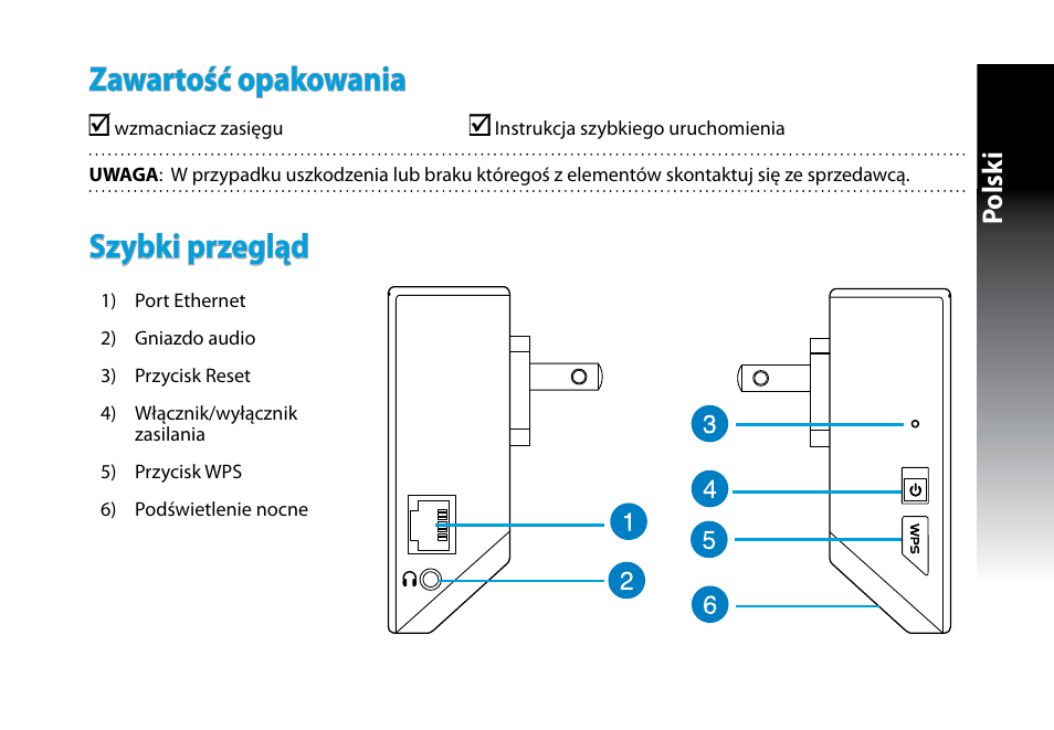 Zawartość opakowania, Szybki przegląd, Polsk i | Asus RP-N53 User Manual | Page 84 / 155