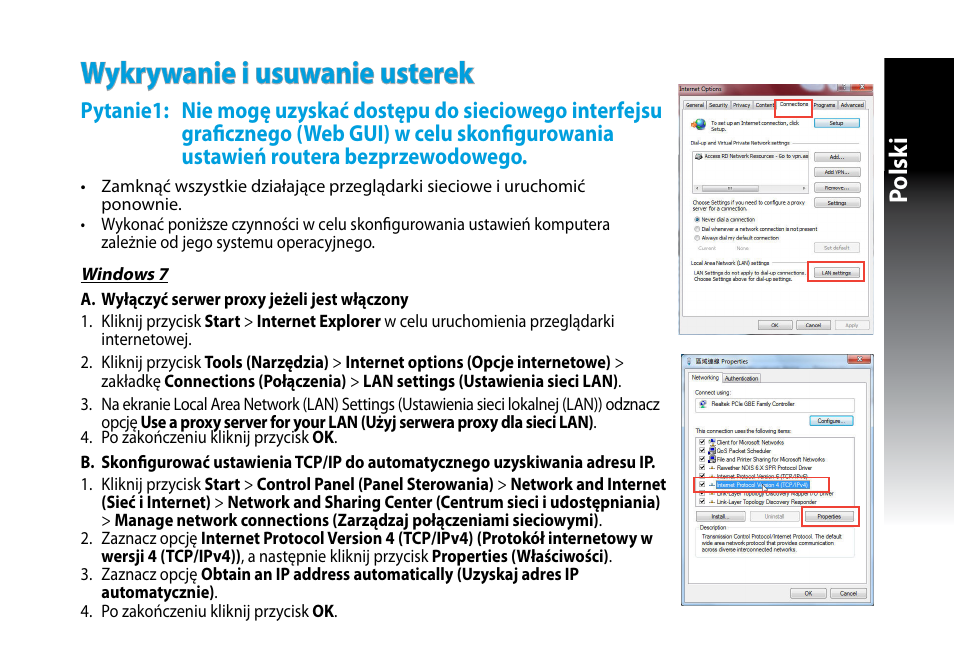 Wykrywanie i usuwanie usterek, Polsk i | Asus RP-N53 User Manual | Page 90 / 155