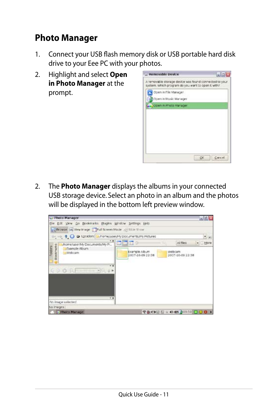 Photo manager | Asus Eee PC 8G/Linux User Manual | Page 11 / 14