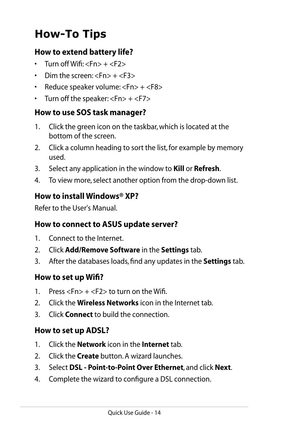 How-to tips | Asus Eee PC 8G/Linux User Manual | Page 14 / 14