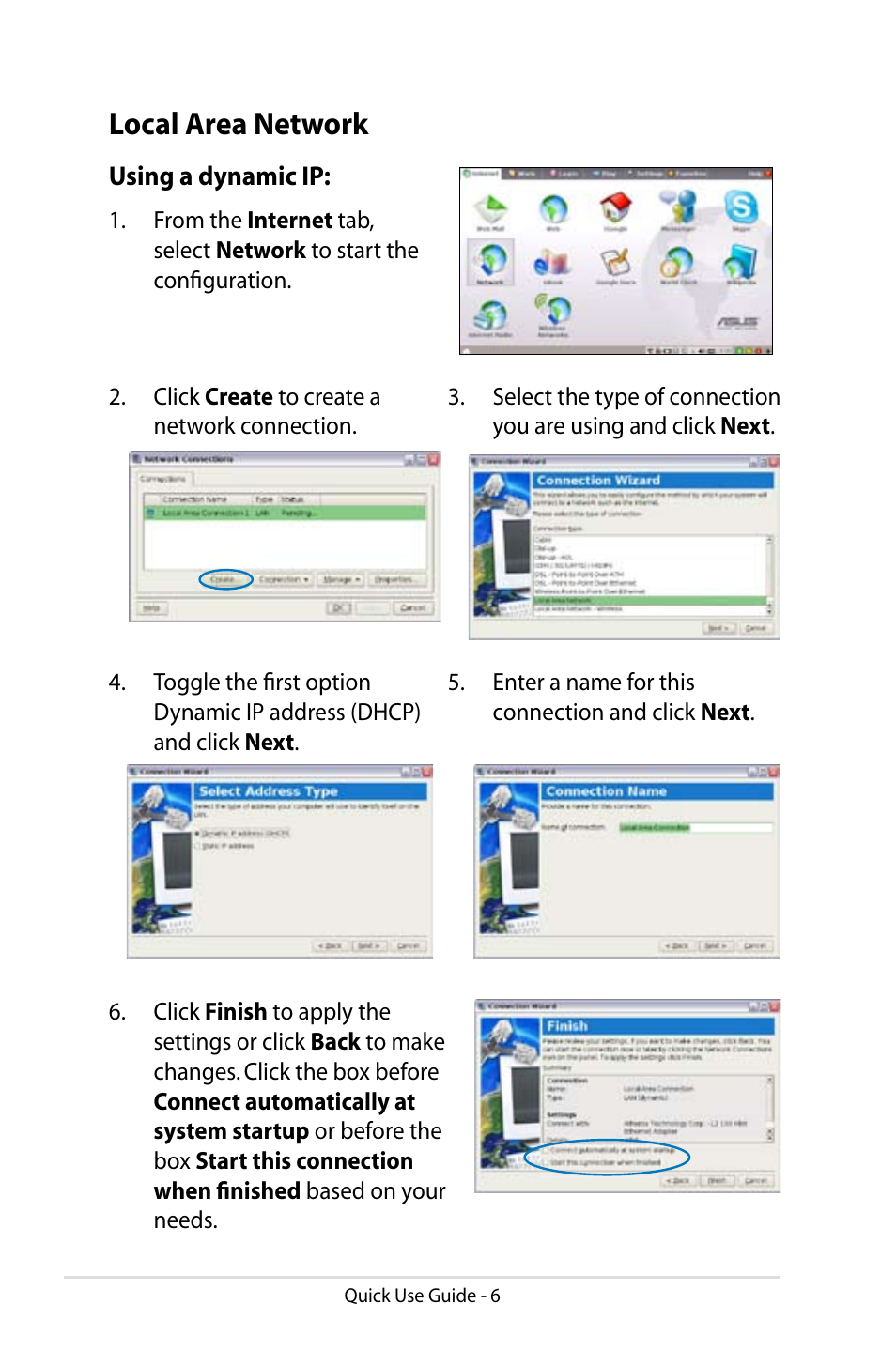 Local area network | Asus Eee PC 8G/Linux User Manual | Page 6 / 14