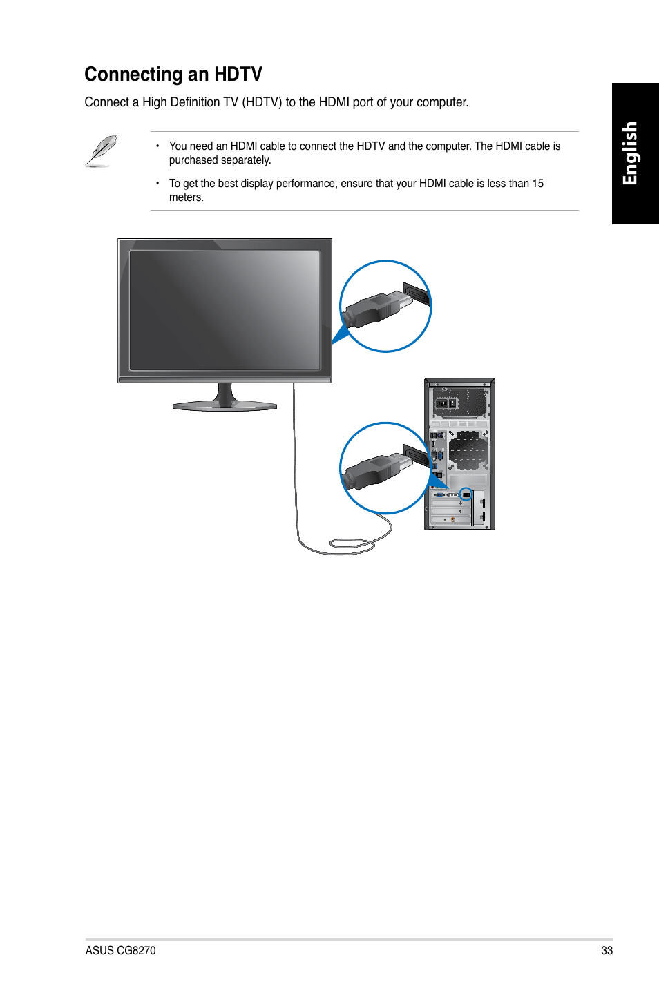 Connecting an hdtv, English, English connecting.an.hdtv | Asus CG8270 User Manual | Page 35 / 218