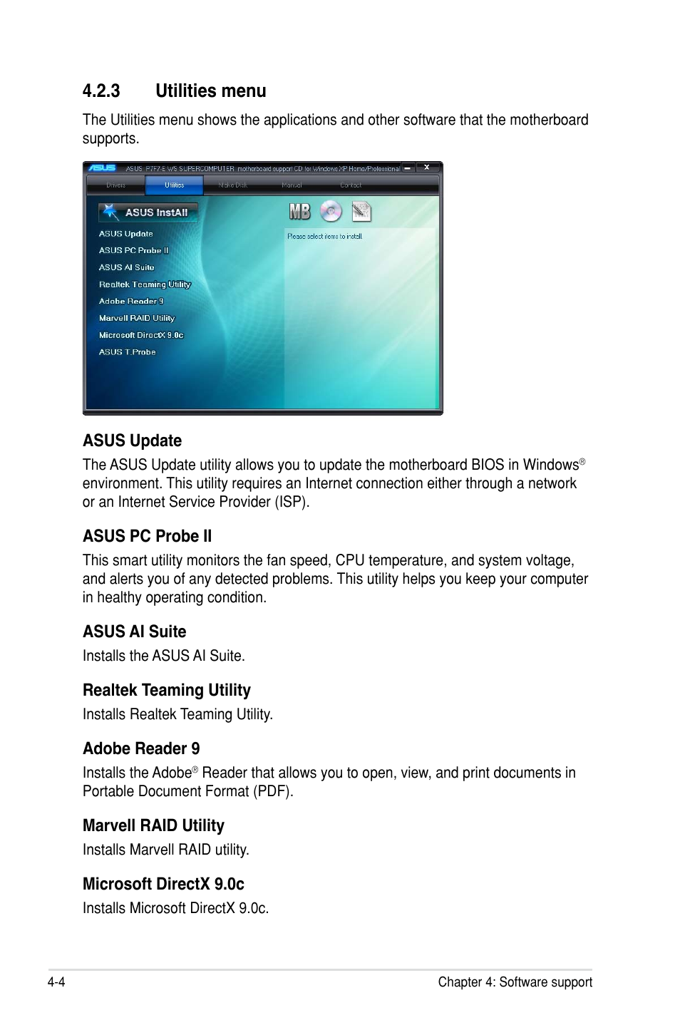 3 utilities menu | Asus P7F7-E WS Supercomputer User Manual | Page 124 / 170