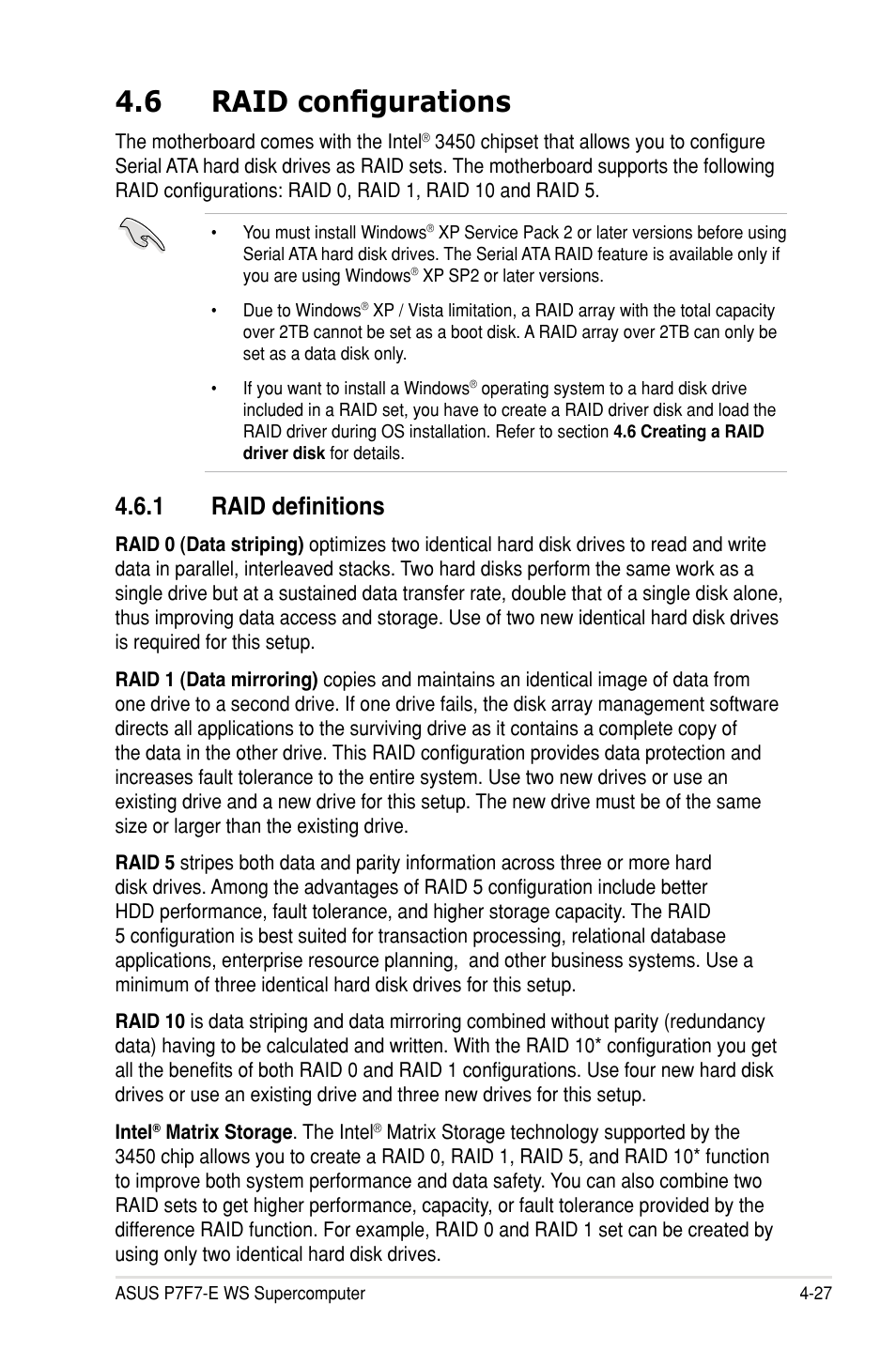 6 raid configurations, 1 raid definitions | Asus P7F7-E WS Supercomputer User Manual | Page 147 / 170