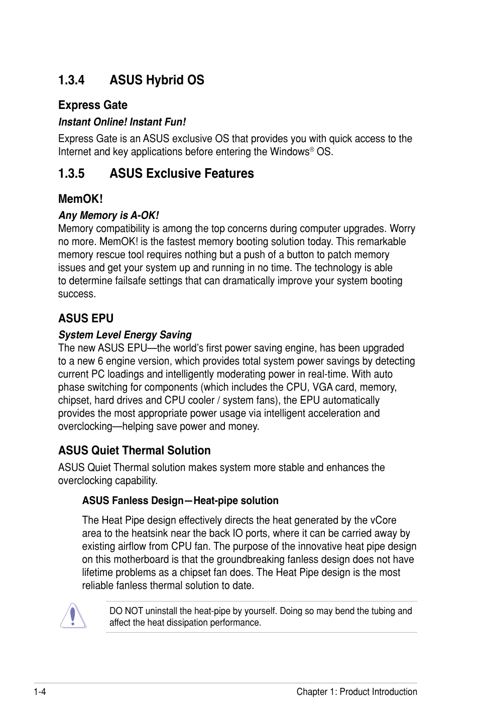 4 asus hybrid os, 5 asus exclusive features | Asus P7F7-E WS Supercomputer User Manual | Page 20 / 170