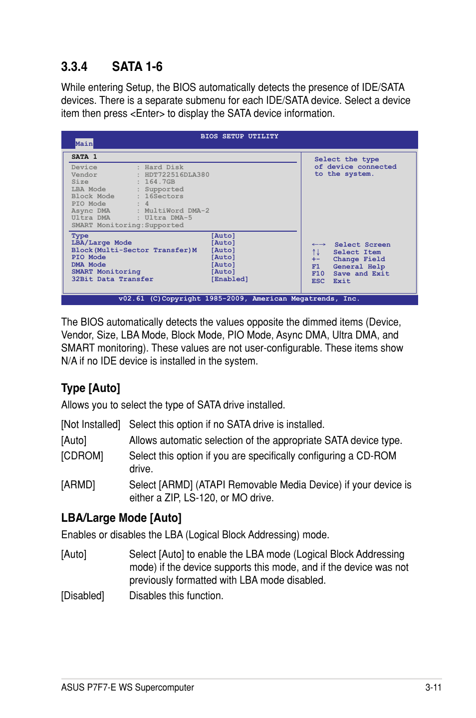 4 sata 1-6, Type [auto, Lba/large mode [auto | Asus P7F7-E WS Supercomputer User Manual | Page 87 / 170