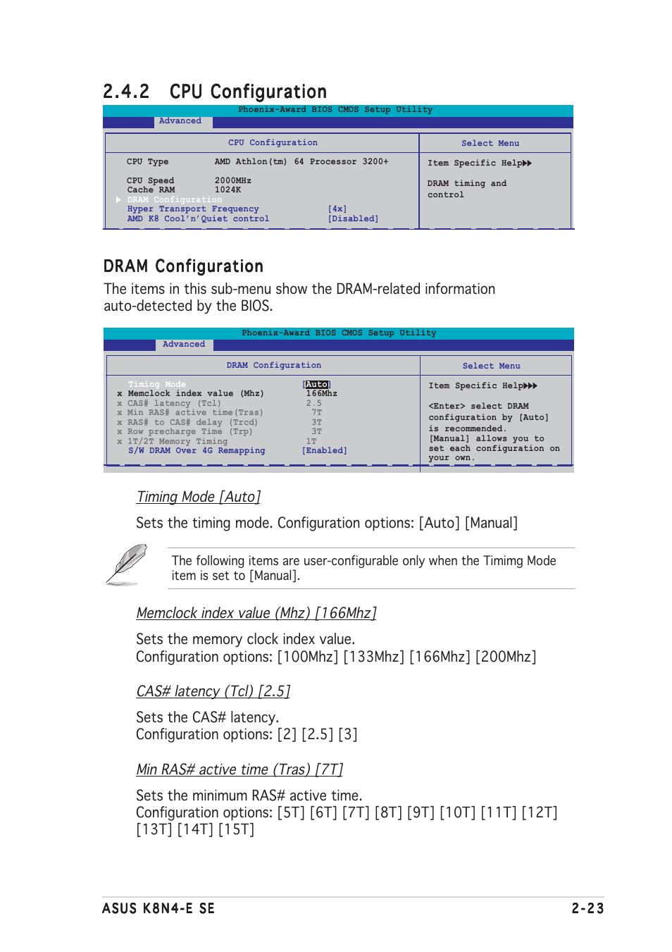 Dram configuration | Asus K8N4-E SE User Manual | Page 67 / 90