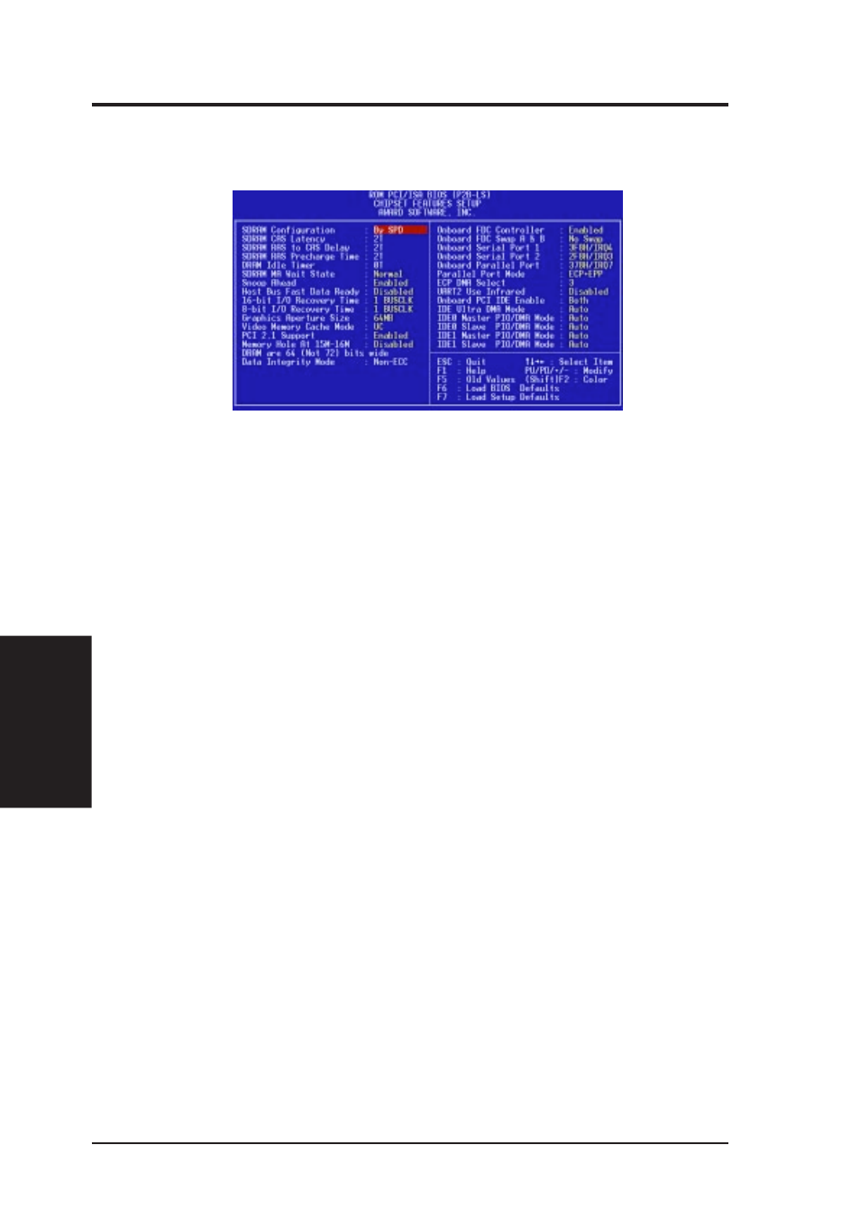Iv. bios software, Chipset features setup | Asus P2B-S User Manual | Page 46 / 88