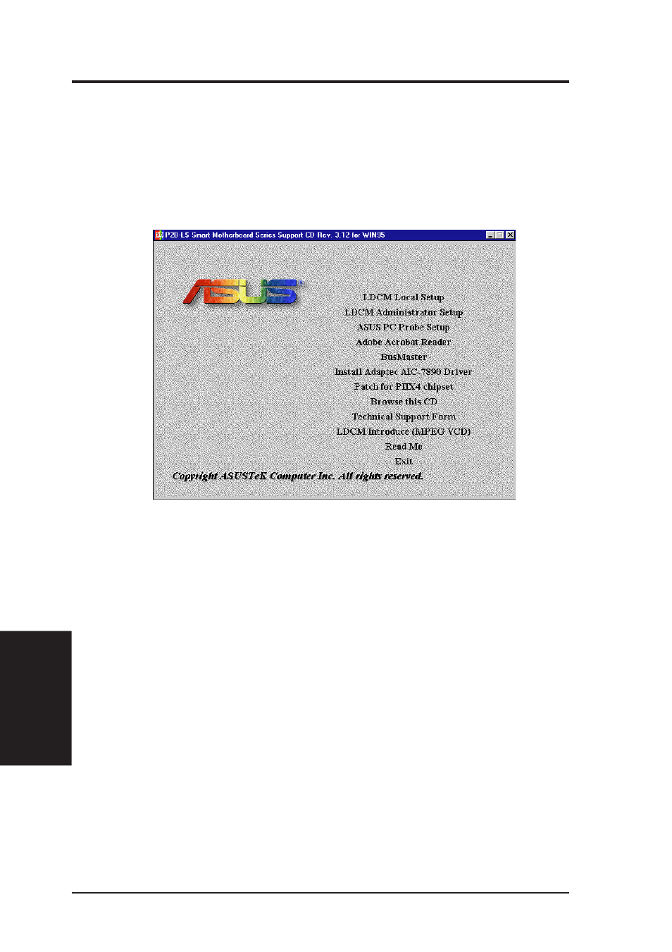 V. support cd, Support cd main menu | Asus P2B-S User Manual | Page 58 / 88