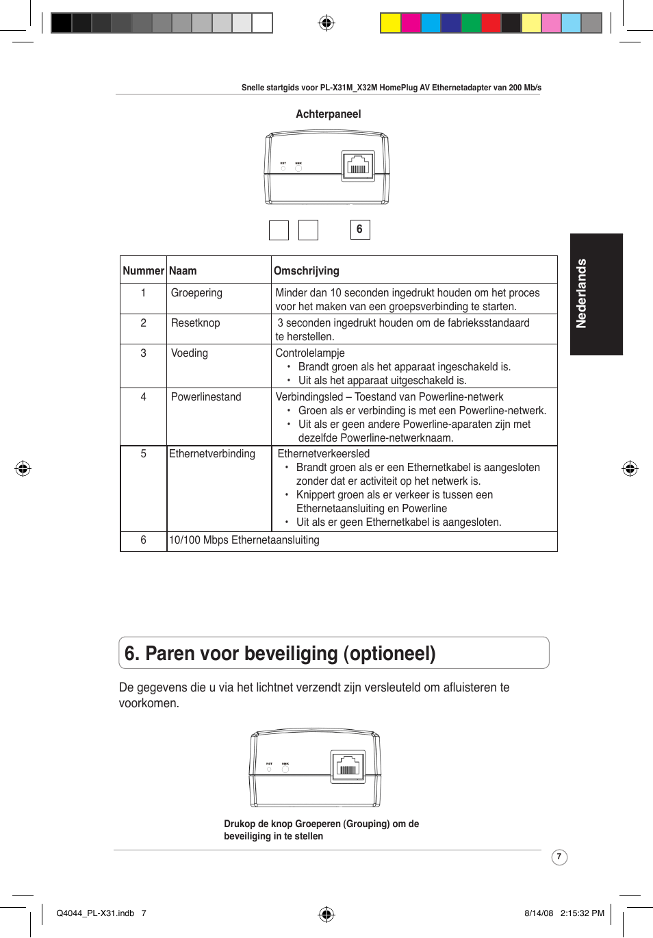 Paren voor beveiliging (optioneel) | Asus PL-X31M/PL-X32M User Manual | Page 10 / 105