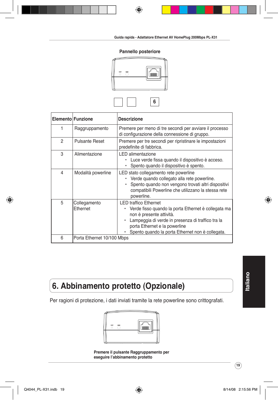 Abbinamento protetto (opzionale) | Asus PL-X31M/PL-X32M User Manual | Page 22 / 105