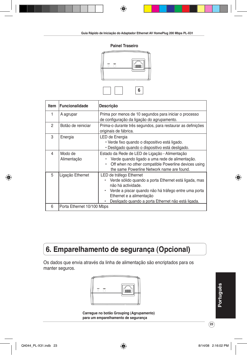 Emparelhamento de segurança (opcional) | Asus PL-X31M/PL-X32M User Manual | Page 26 / 105